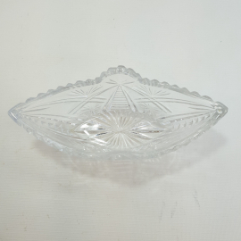 Ваза для конфет в форме ладьи, хрусталь, алмазная грань, СССР, 1970-1990 гг.